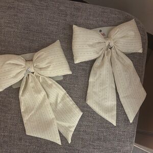 Cream Hair Bows with Silver Accents